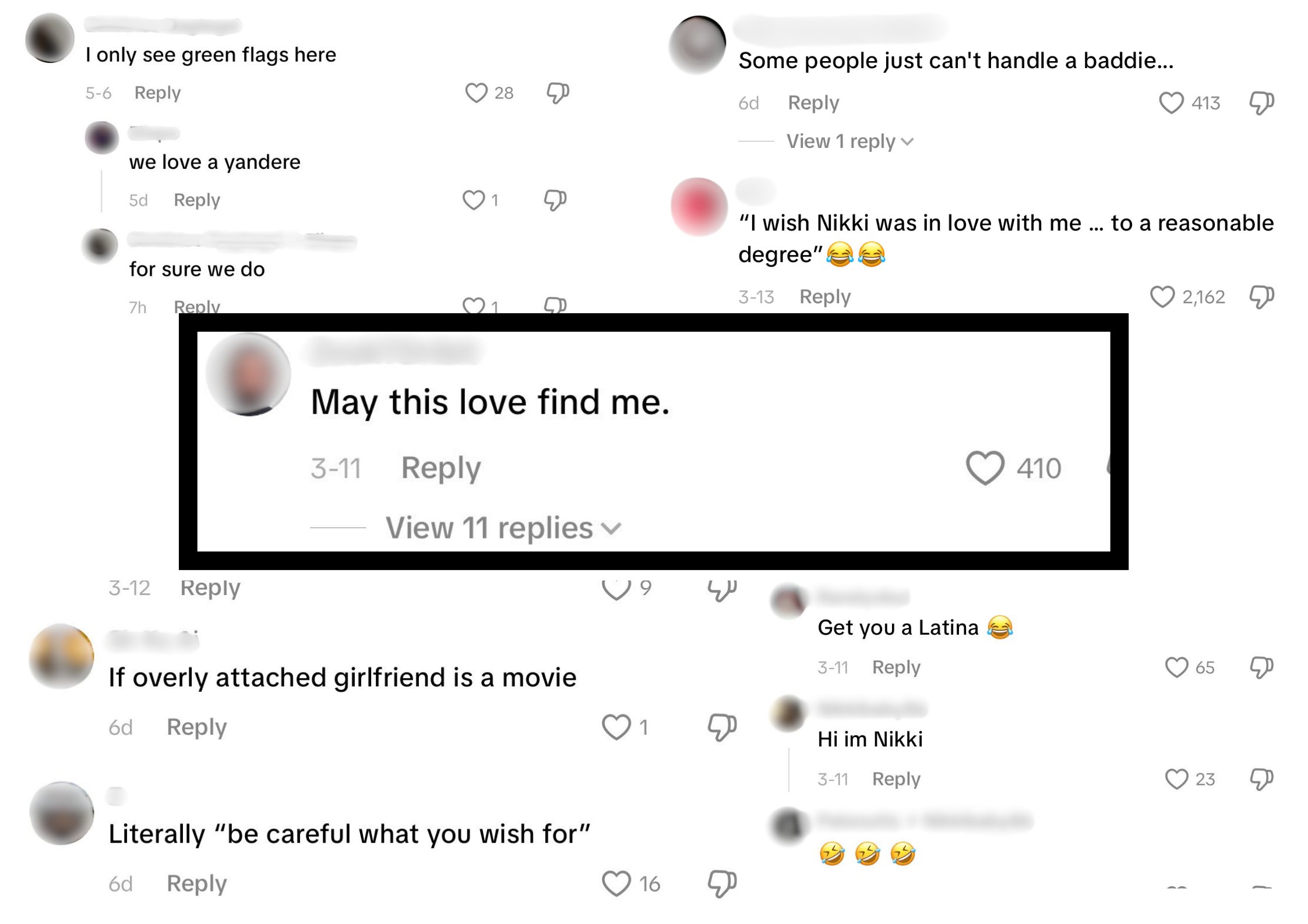 TikTok comments responding to the film Obsession